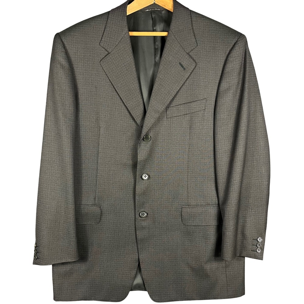 Canali Blazer Men 40R Grey Blue Super‎ 120s Wool 3-Button Sport Coat Italy